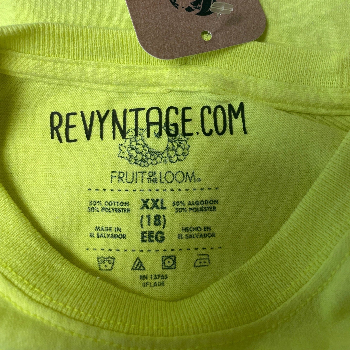 Hand Printed Upcycled Kids XXL Dragonfly Neon Yellow Short Sleeve Tee Shirt