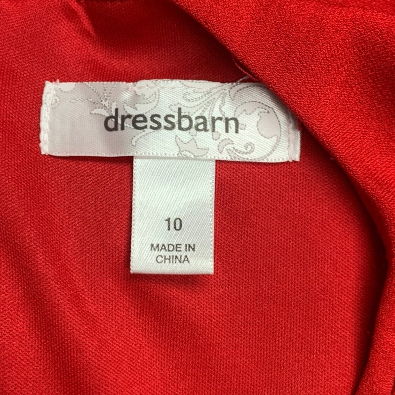 DressBarn Womens Size 10 Gold Bangle Necklace Red Career Sleeveless Sheath Dress