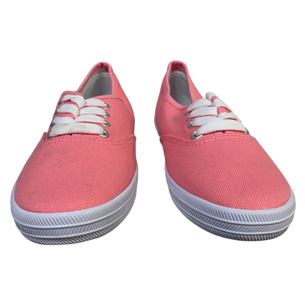 Womens Size 6 Pink Sneaker Lace Up Low Top Closed Round Toe Canvas Shoes