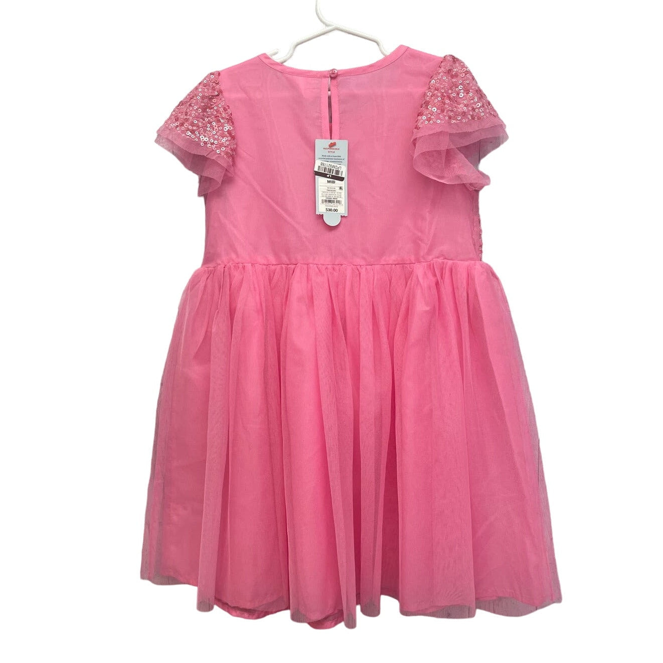 New Cat & Jack Girls Medium (8) Cap Sleeve Sequined Recycled Poly Princess Dress