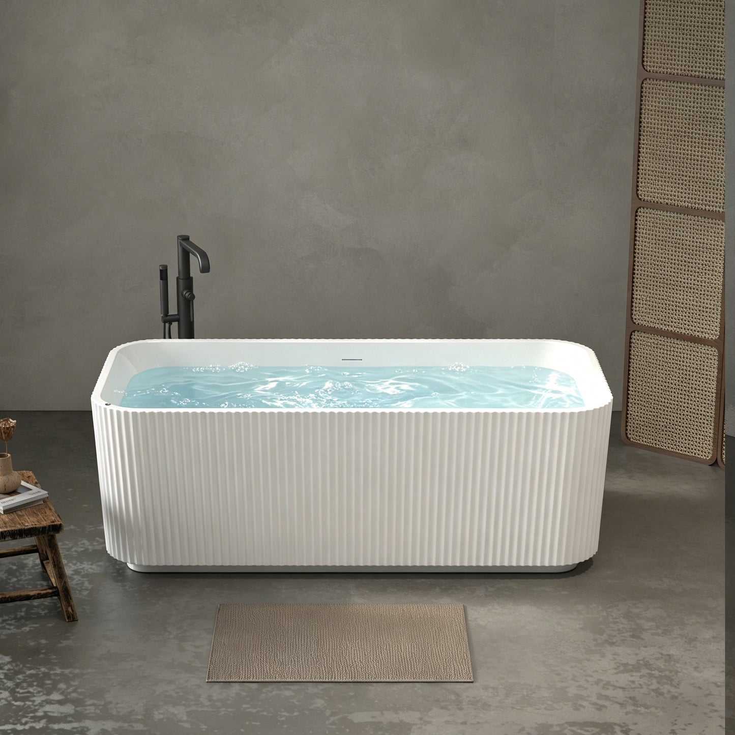 67" Rectangle Linear Acrylic Massage Whirlpool Bathtub