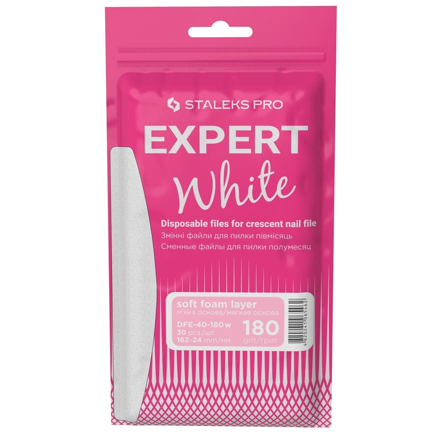 DISPOSABLE FILES CRESCENT NAIL FILE (SOFT BASE) EXPERT 40 (30 PCS) DFE-40 W- STALEKS™-2