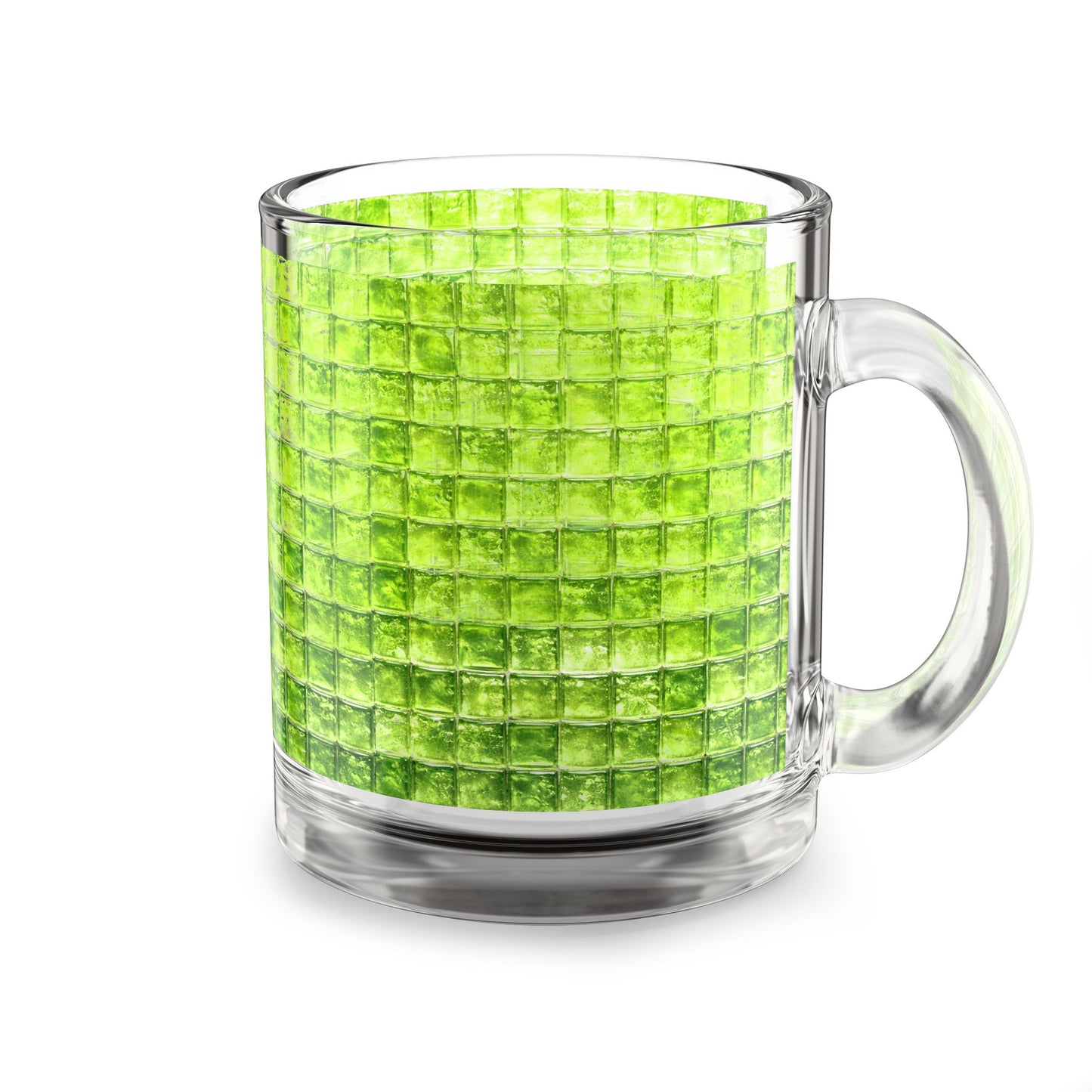 Lime Green Mosaic Pattern Glass Mug 10oz