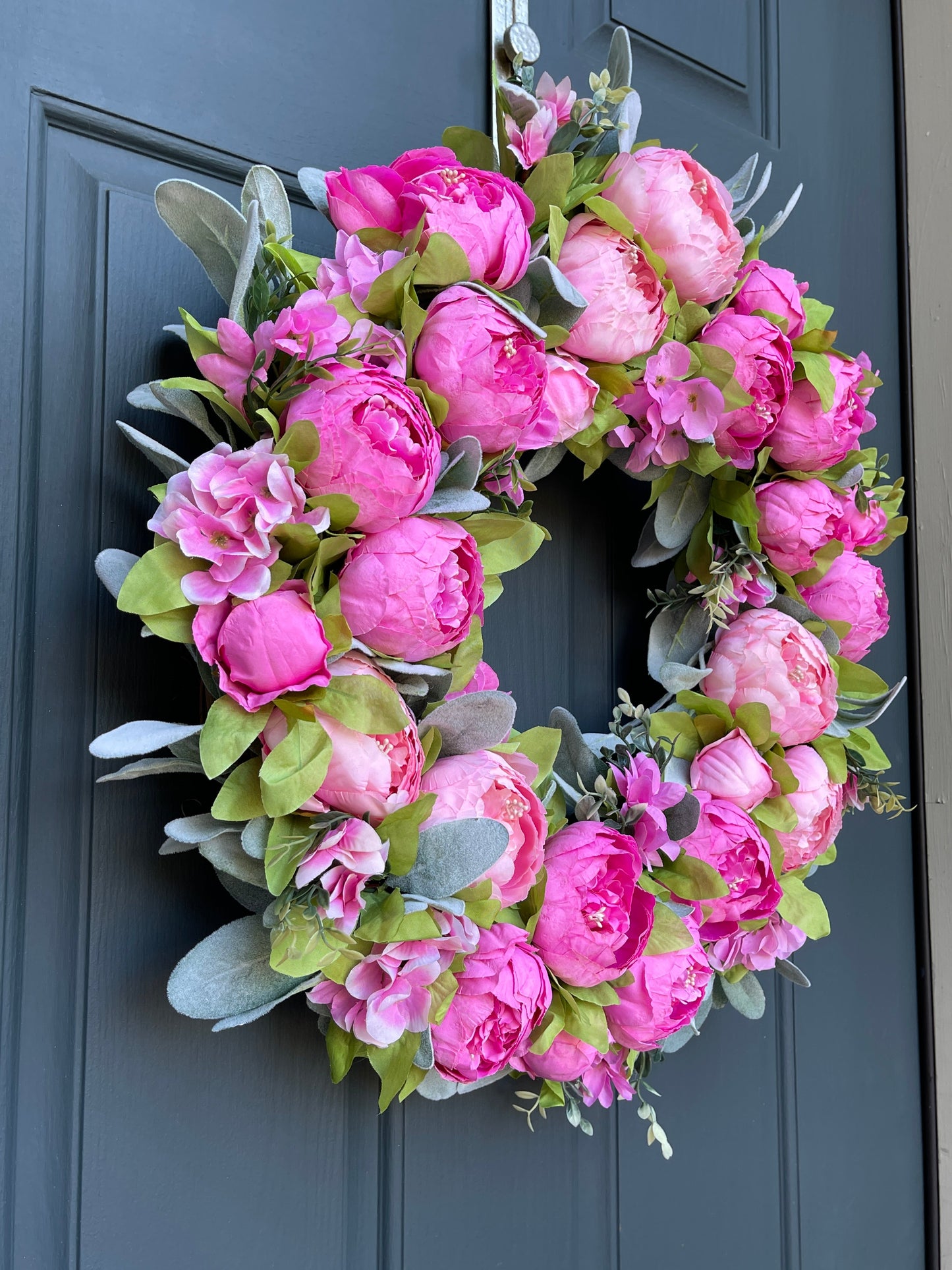 Bright Pink Peony Spring Wreath