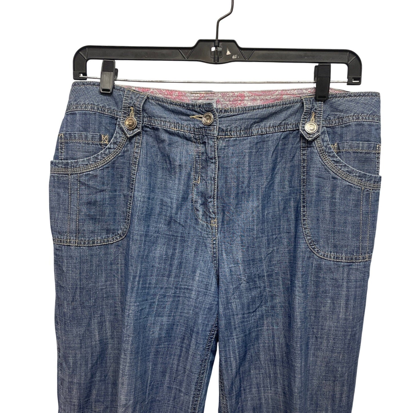 JMS Womens Size 18W 100% Cotton Roll Up Leg Lightweight Denim Blue Jeans