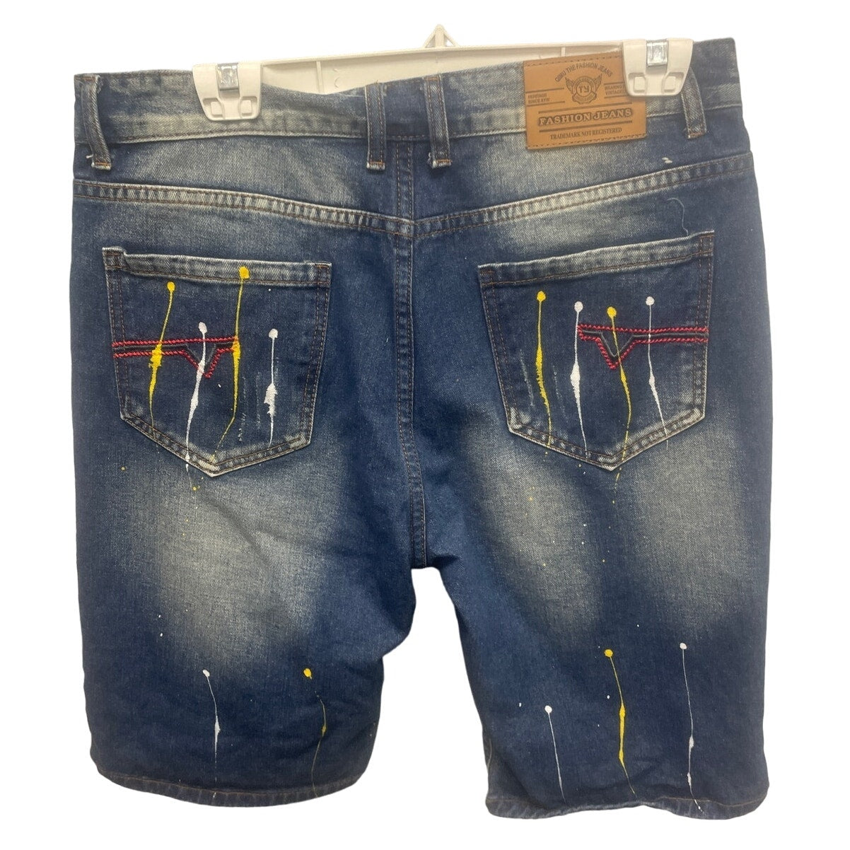 QIMU Fashion Jeans Womens XL Distressed Paint Spatter PolyCotton Jean Shorts