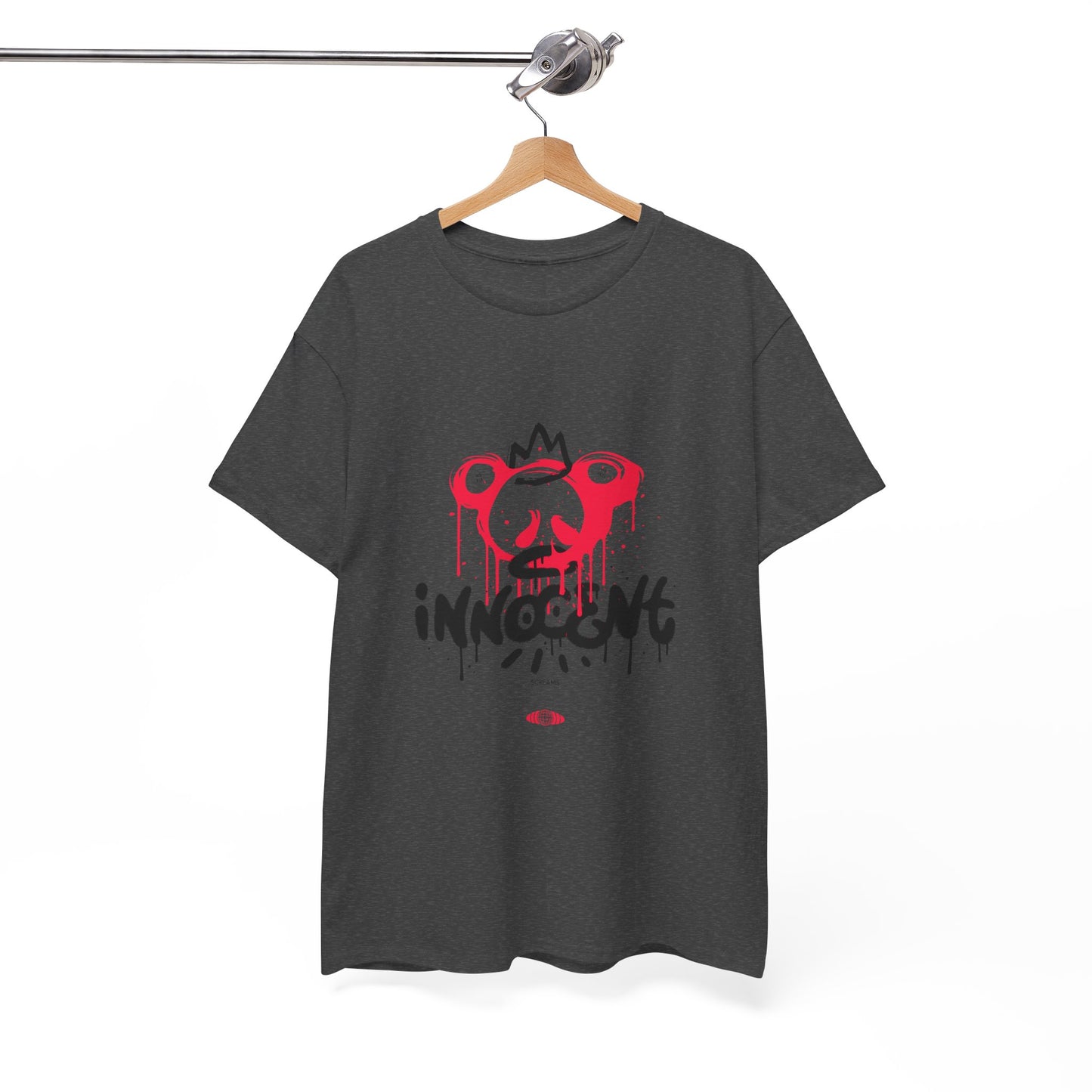 Edgy Graphic Tee: 'Innocent' Design, Urban Fashion, Streetwear, Unisex Cotton T-Shirt, Music Festivals, Casual Wear