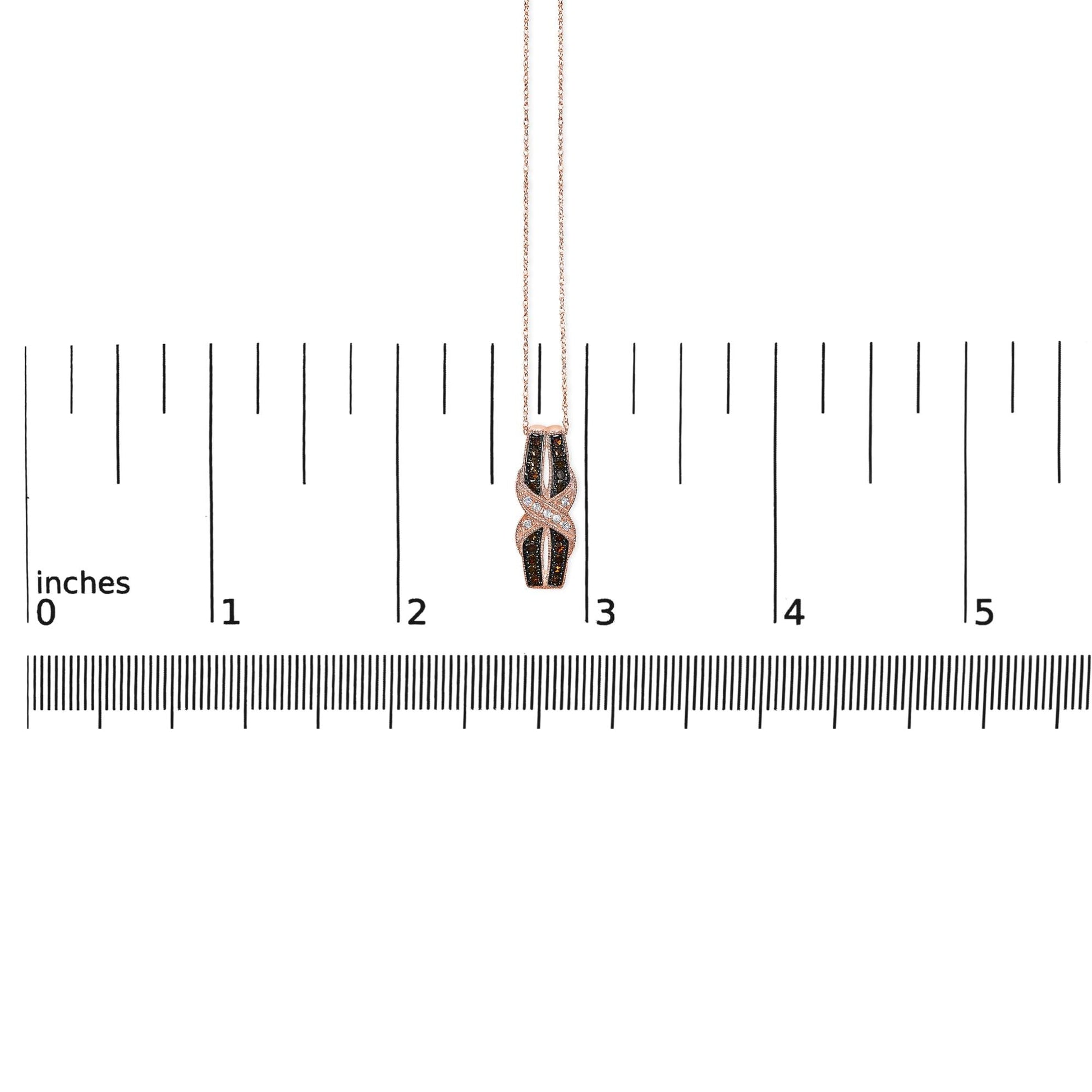 10K Rose Gold 1/4 Cttw White and Chocolate Brown Diamond Infinity Twist Pendant Necklace (I-J Color, I1-I2 Clarity)-4