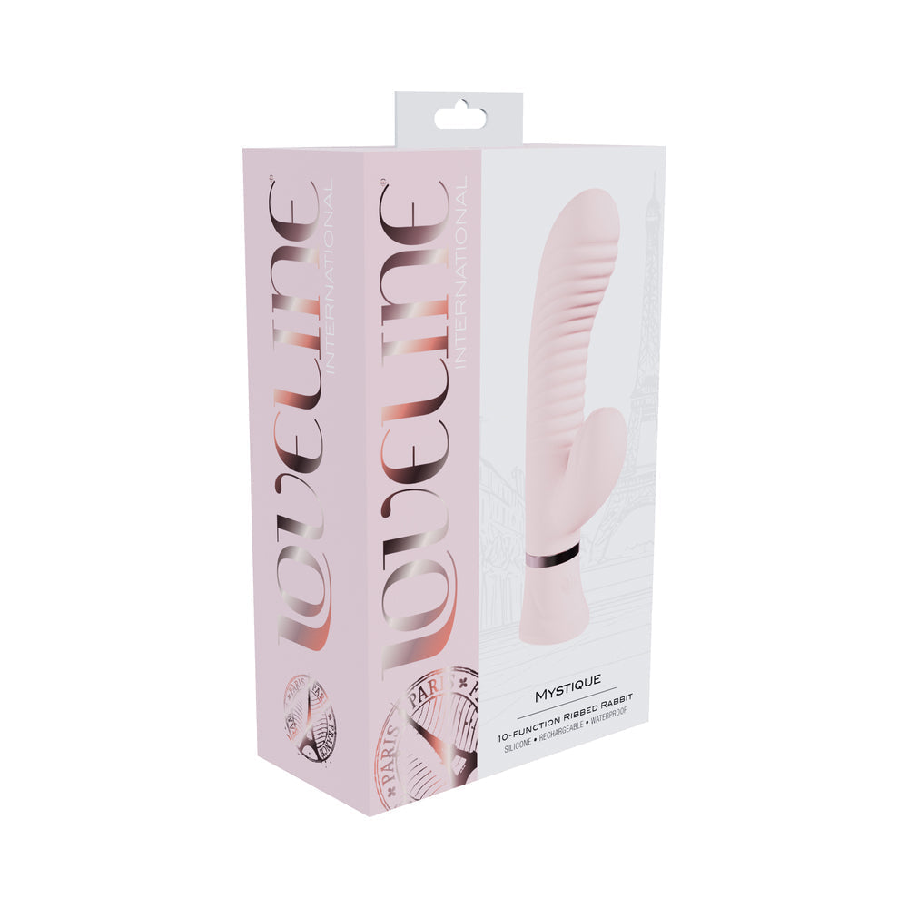 Loveline Mystique Rechargeable Silicone Ribbed Rabbit Vibrator Pink-0