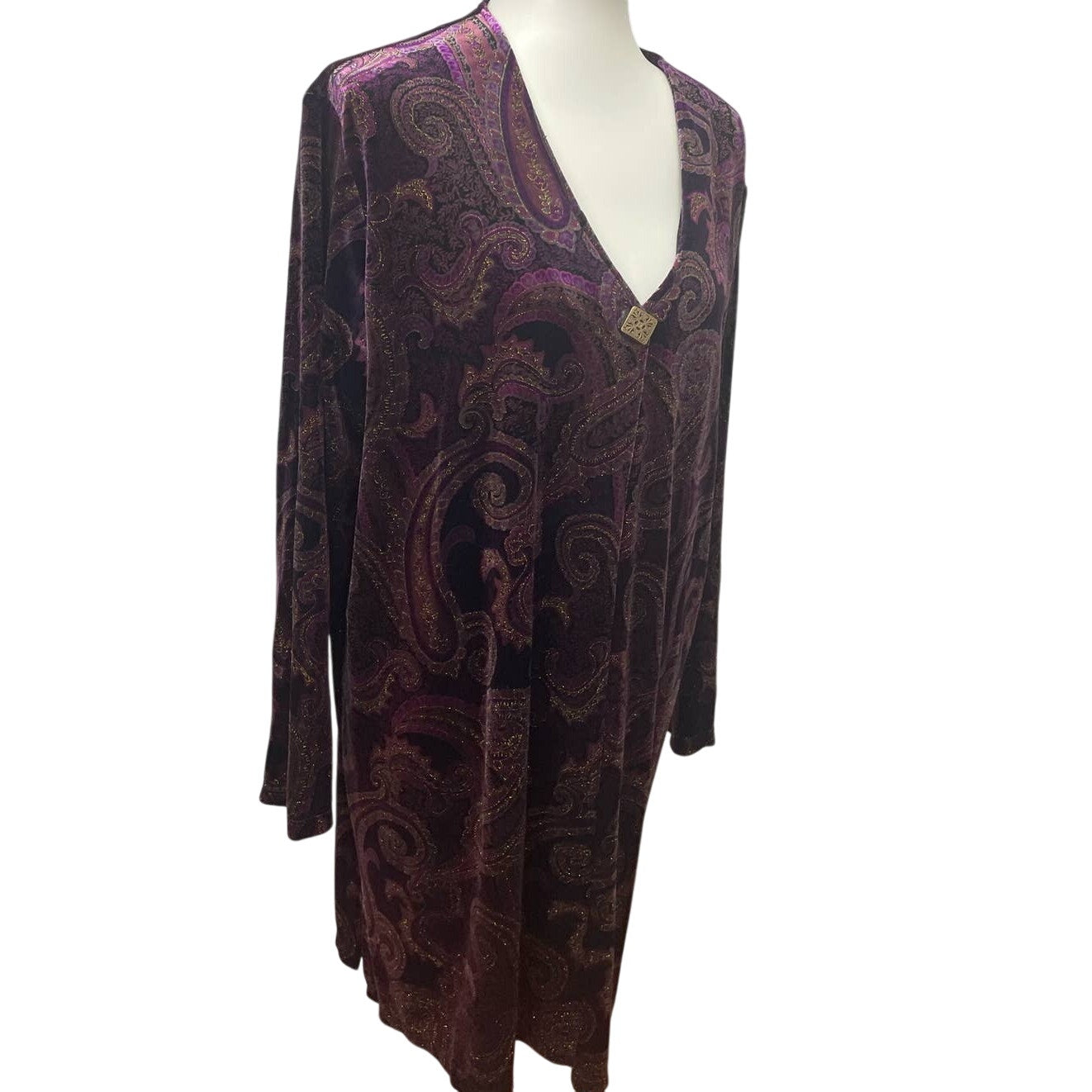 Mirasol XL Polyester Blend Velour Glitter Paisley Long Sleeve One Button Jacket