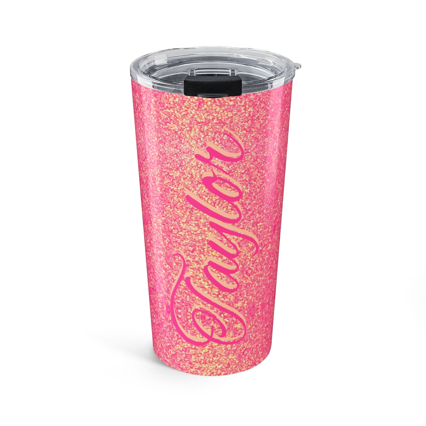 Pink Glitter Script Name Tumbler | 20oz Personalized Travel Tumbler