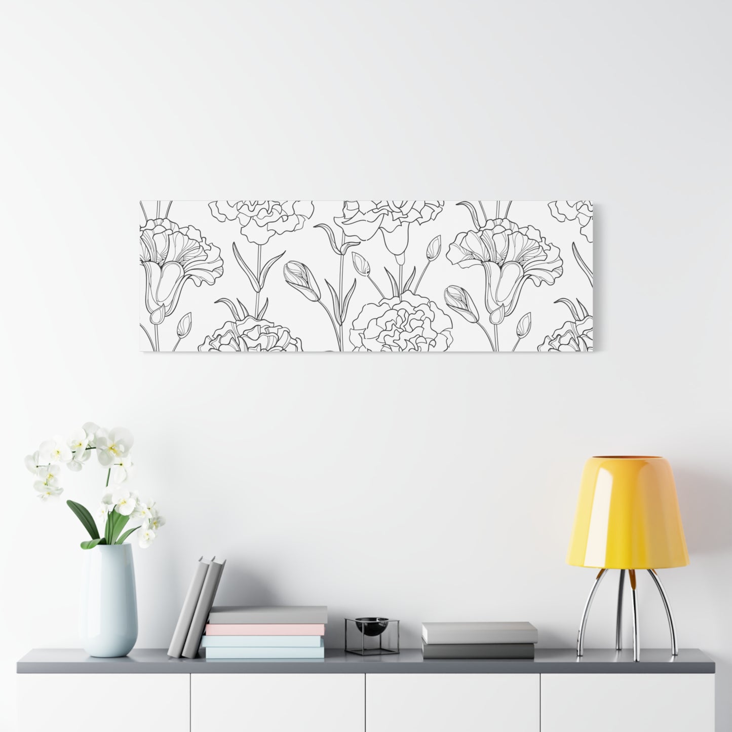 Floral Canvas Art, Stretched Wall Decor, Home Gift, Botanical Print, Modern Design, Matte Finish