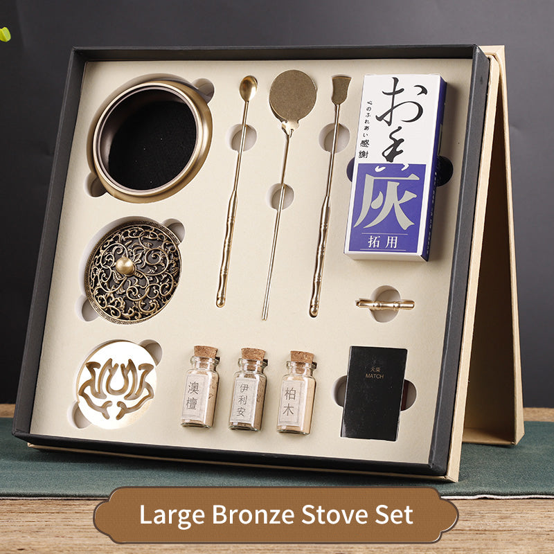 Pure Copper Incense Burner Beating Incense Seal Script Incense Path Introductory Ceramic Set with Gift Box Gift Bag Incense Shovel Spike Tool