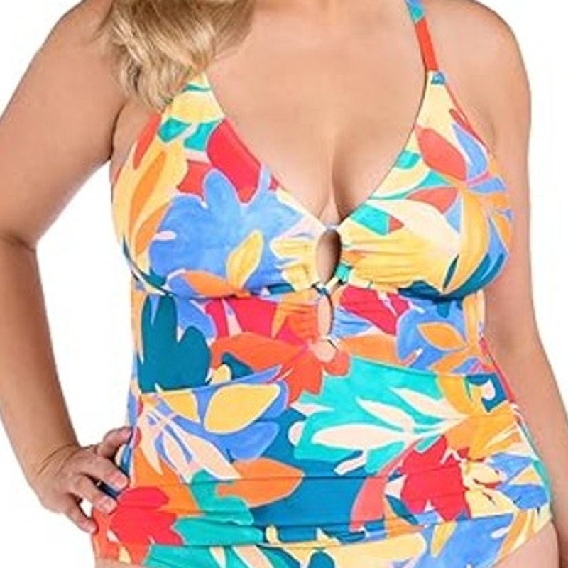 NWT New La Blanca Womens Size 16W Underwire Floral Resort One Piece Swimsuit