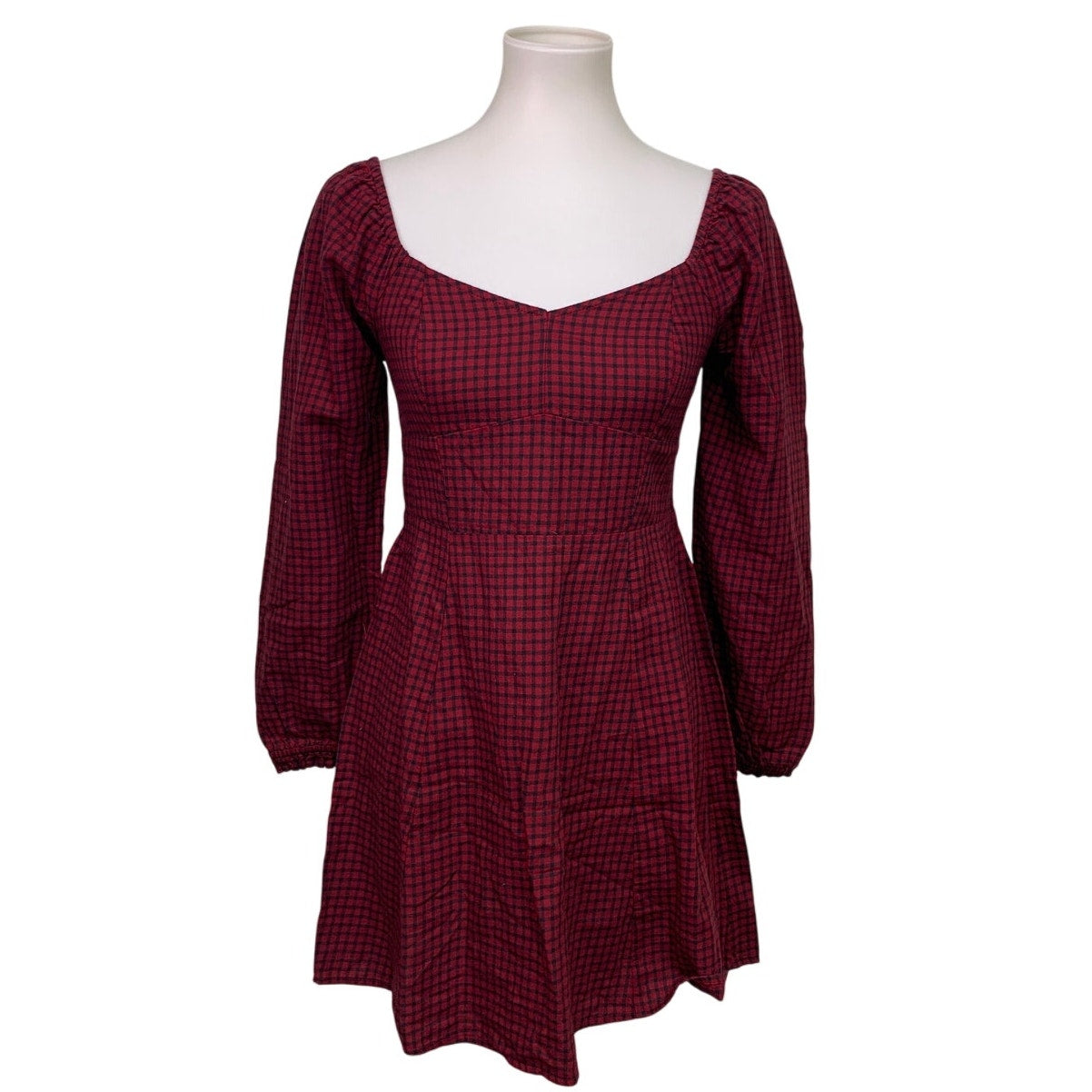 New American Eagle Womens Small 100% Cotton Long Sleeve Plaid Dress