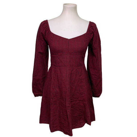 New American Eagle Womens Small 100% Cotton Long Sleeve Plaid Dress