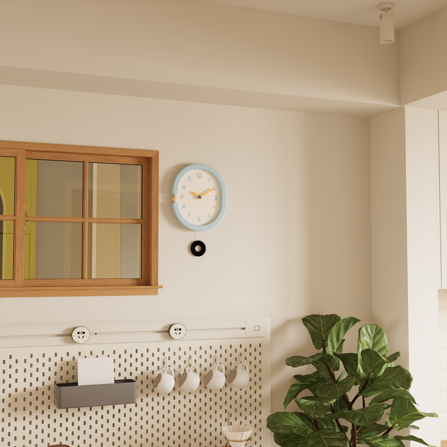 Oval Light Blue Wall Clock-2