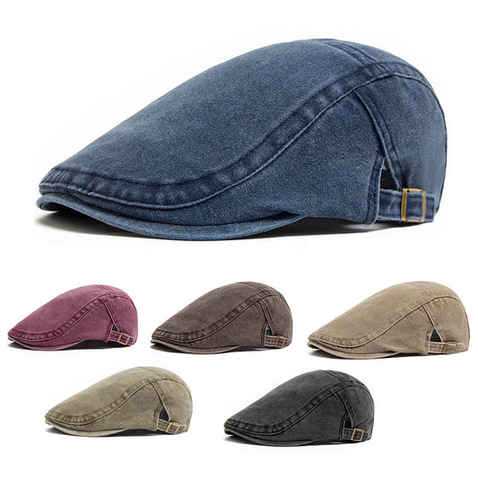 Retro Gewaste Denim Hoed Cowboy Beret Mode Toevallige Bofbalpet