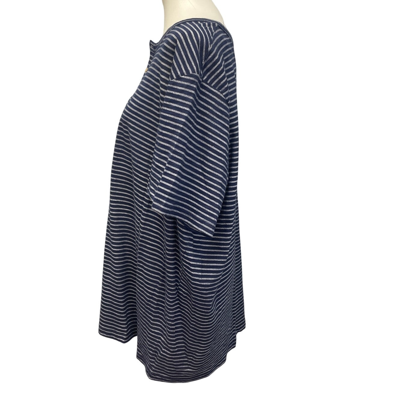 Merona Womens XXL 100% Cotton Short Sleeve Striped Short Sleeve Henley Shirt