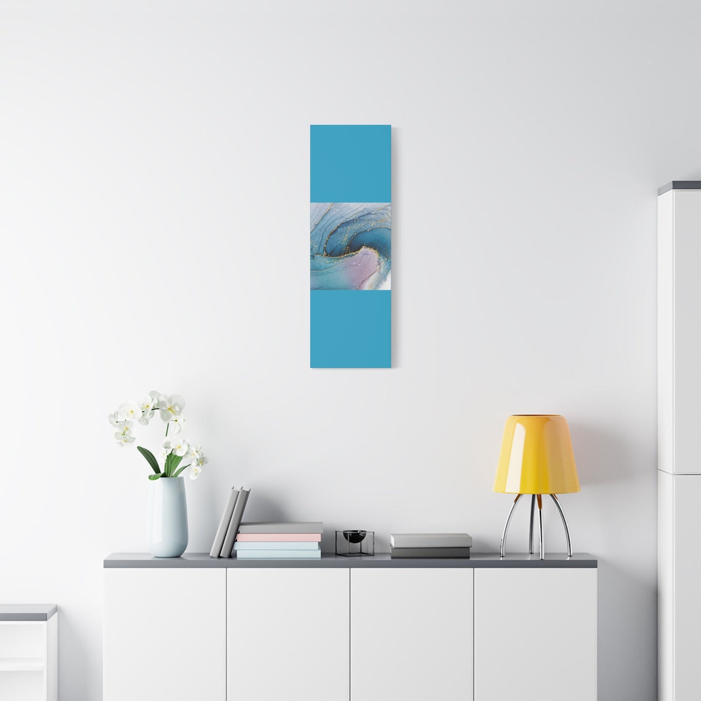 Canvas Wall Art, Abstract Ocean Wave, Modern Decor, Home Office, Gift for Her, Blue Gold Artwork, Living Room Wall Decor
