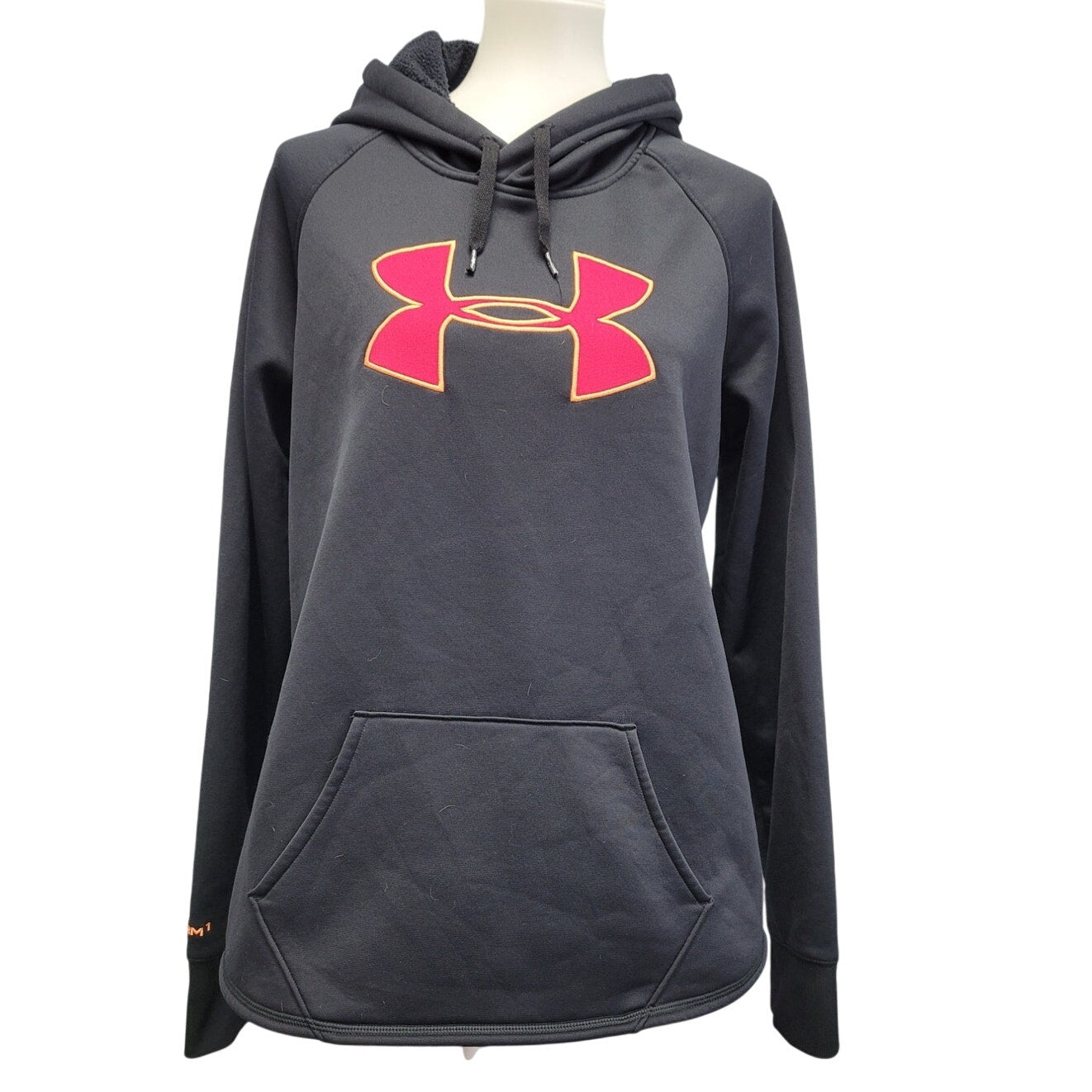 Under Armour Womens Large Pink Logo Athletic Sweatshirt Hoodie w Pockets