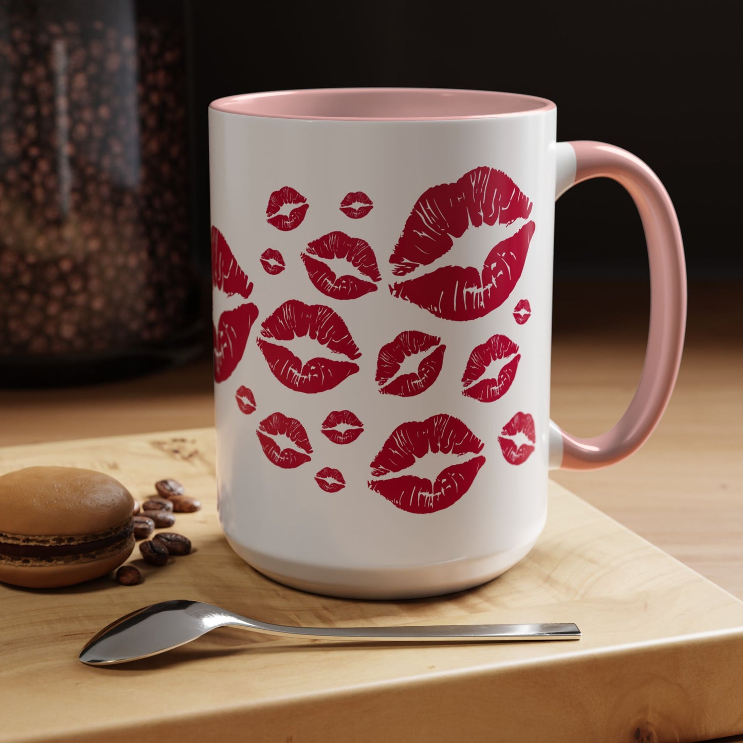 Kiss Mark Accent Coffee Mug - Romantic Gift, Valentine's Day Mug, Cute Coffee Cup, Fun Kitchen Decor, Stylish Drinkware