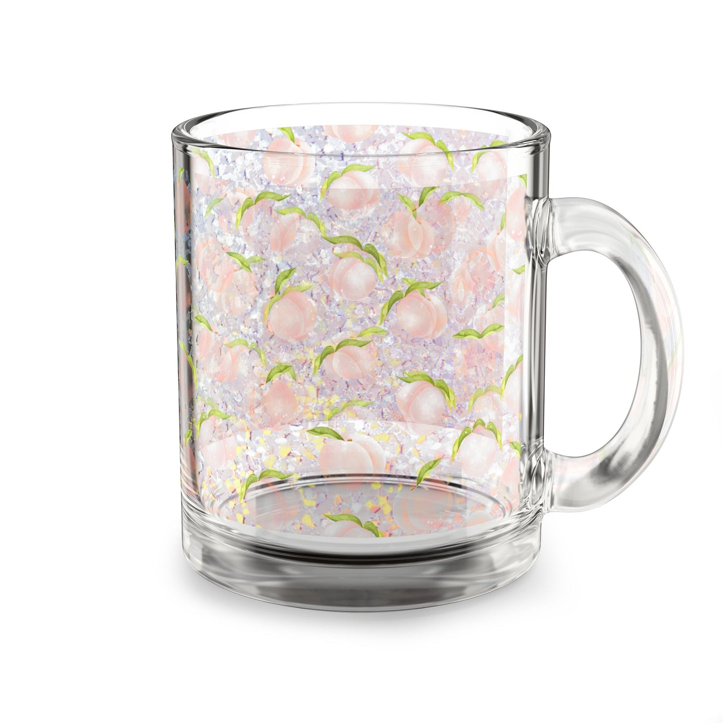 Peach Blossom Pattern Glass Mug 10oz
