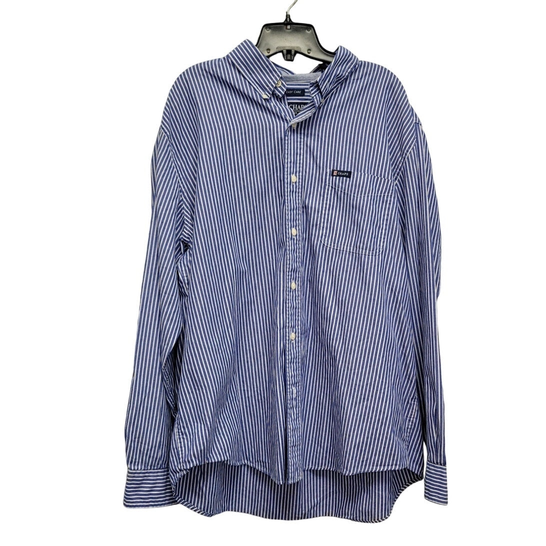 Chaps Mens XL Striped PolyCotton Long Sleeve Button Up Shirt w Front Pocket