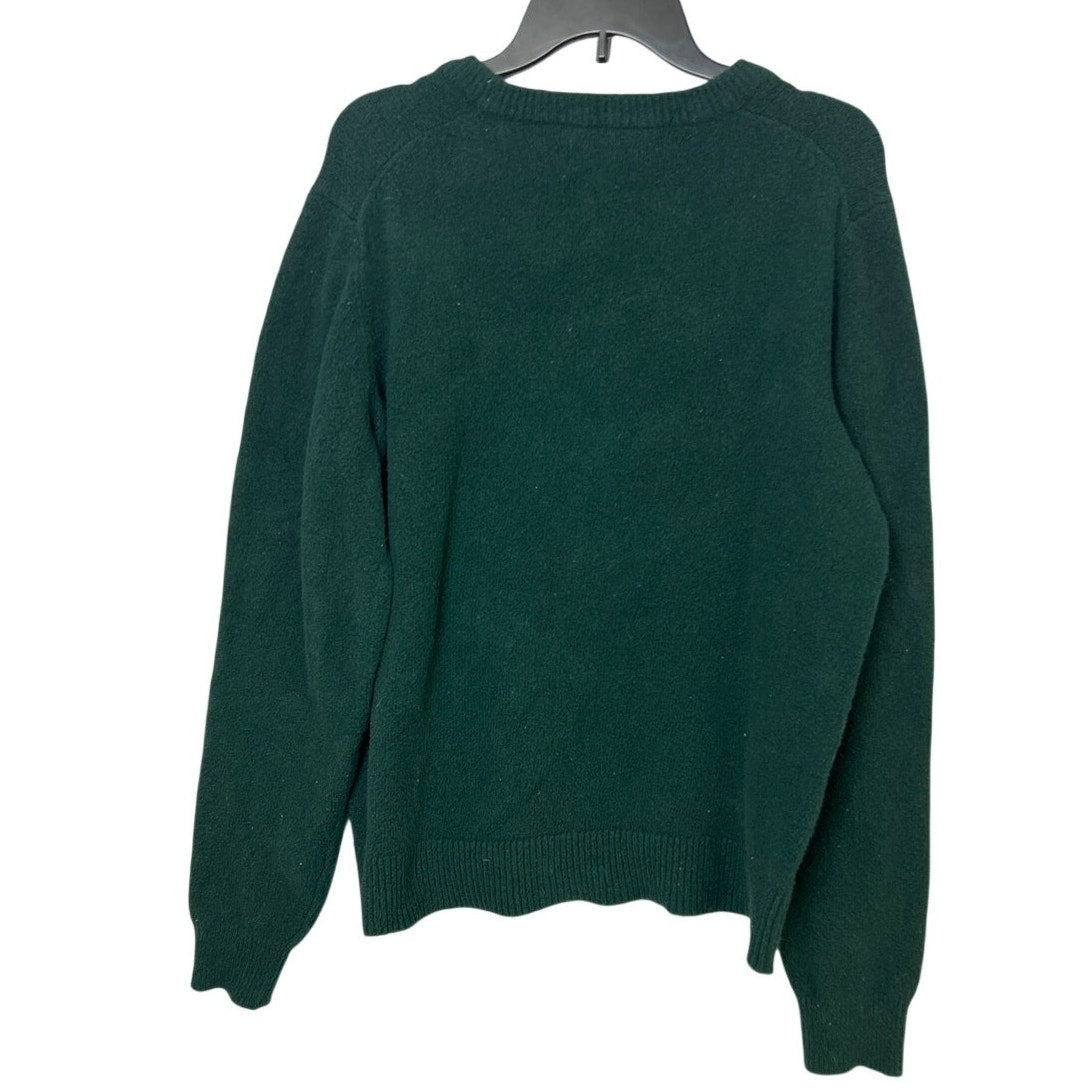 New American Eagle Mens Medium Green Long Sleeve V Neck Cotton Blend Sweater