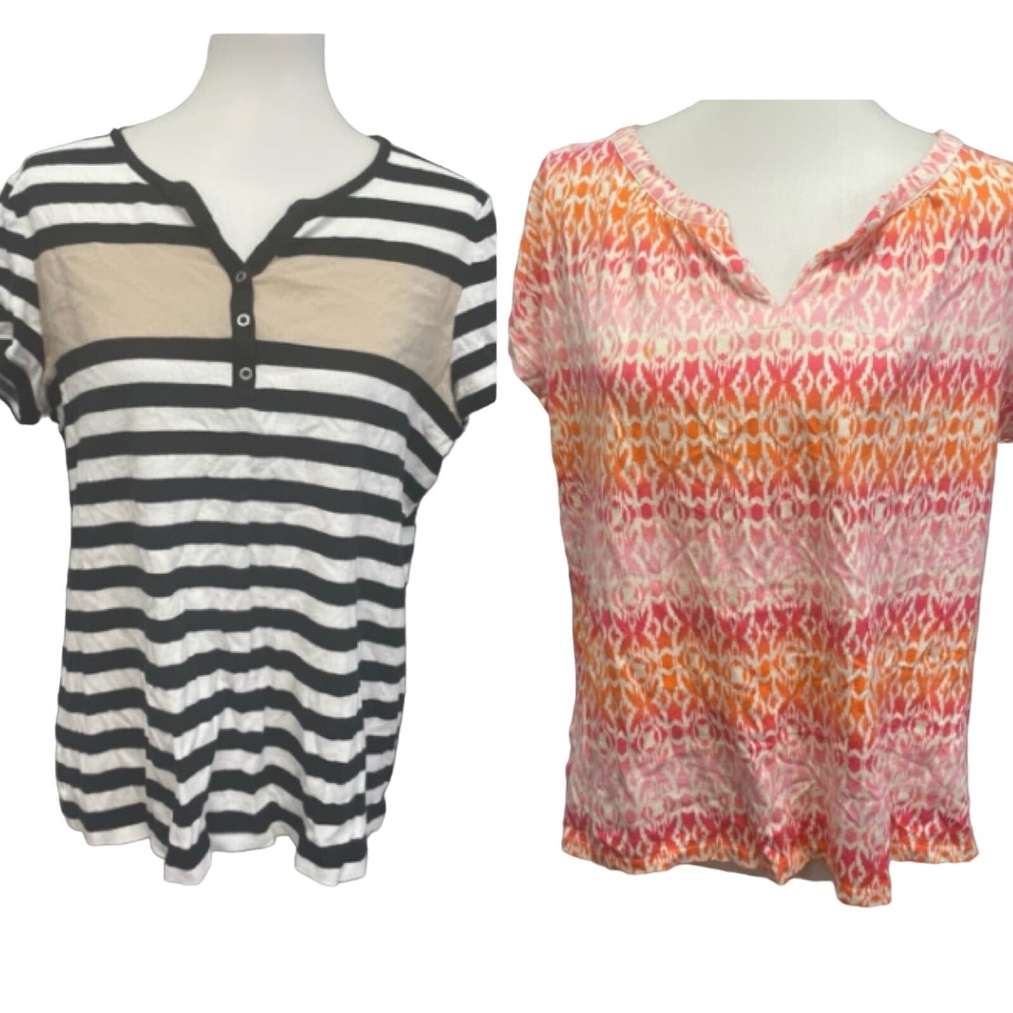 Lot of 2 Croft & Barrow St Johns Bay Womens XL Short Sleeve Cotton Blend Tops