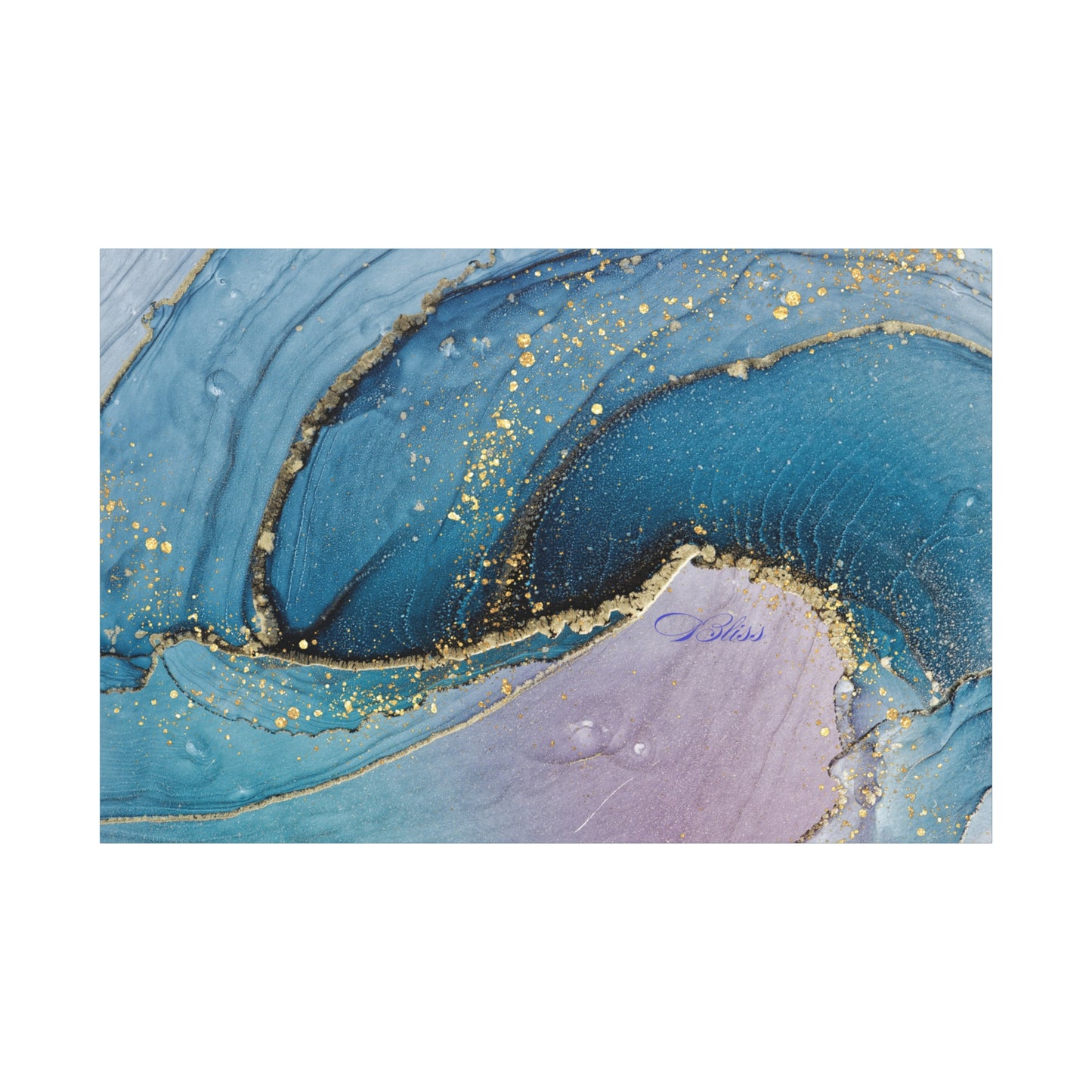 Canvas Wall Art, Abstract Ocean Wave, Modern Decor, Home Office, Gift for Her, Blue Gold Artwork, Living Room Wall Decor