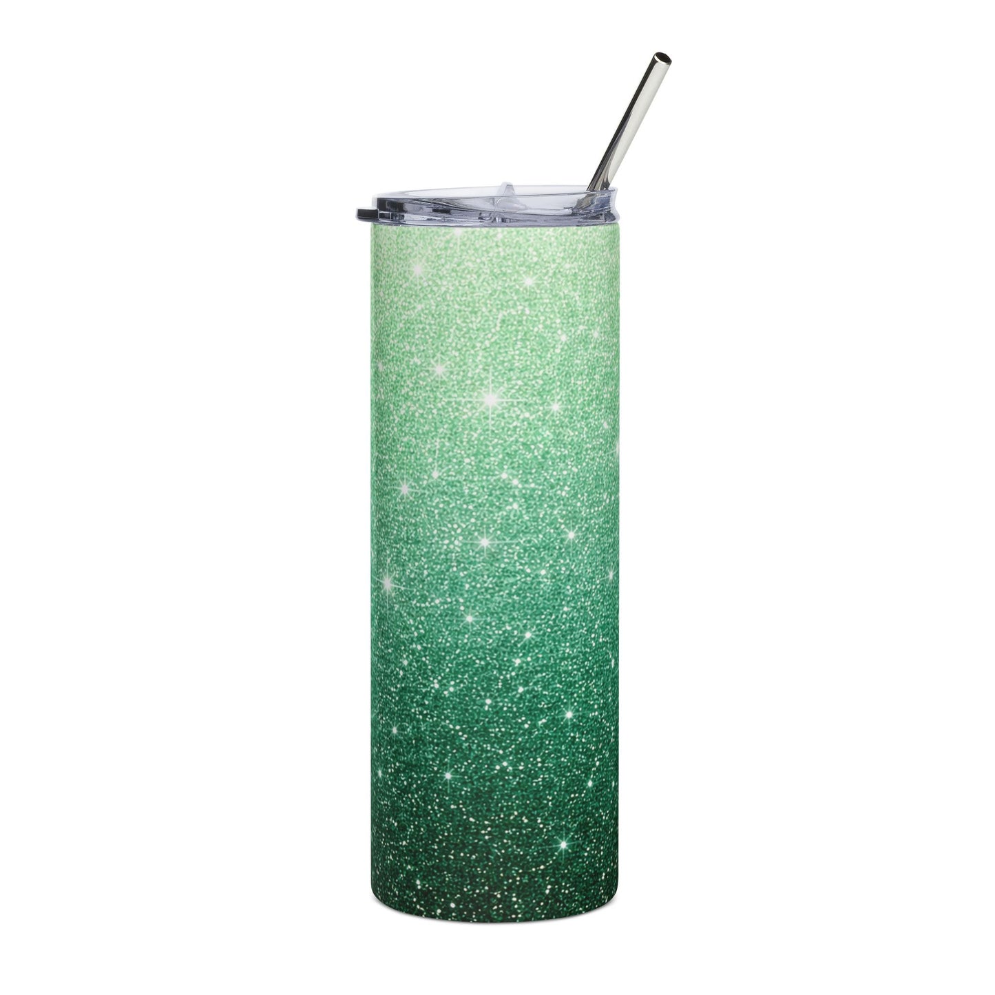 Sparkling Emerald Ombre Tumbler — 20oz Stainless Steel Glitter Water Bottle