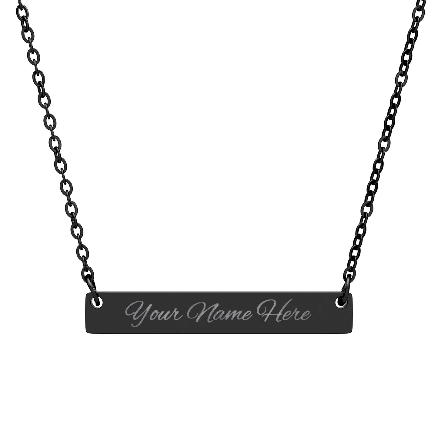 Personalized Horizontal Bar Necklace, Custom Engraved Name Jewelry, Unique Gift for Him/Her