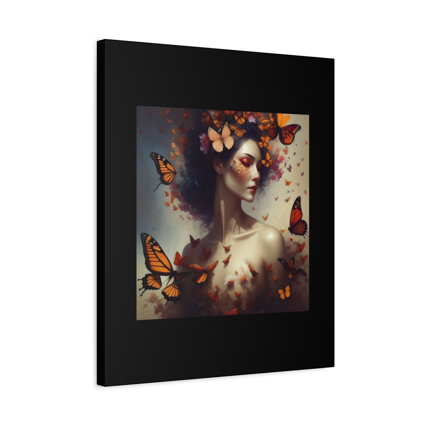 Canvas Wall Art - Butterfly Woman Print, Floral Home Decor, Unique Gift for Nature Lovers, Birthday Decoration, Whimsical Art