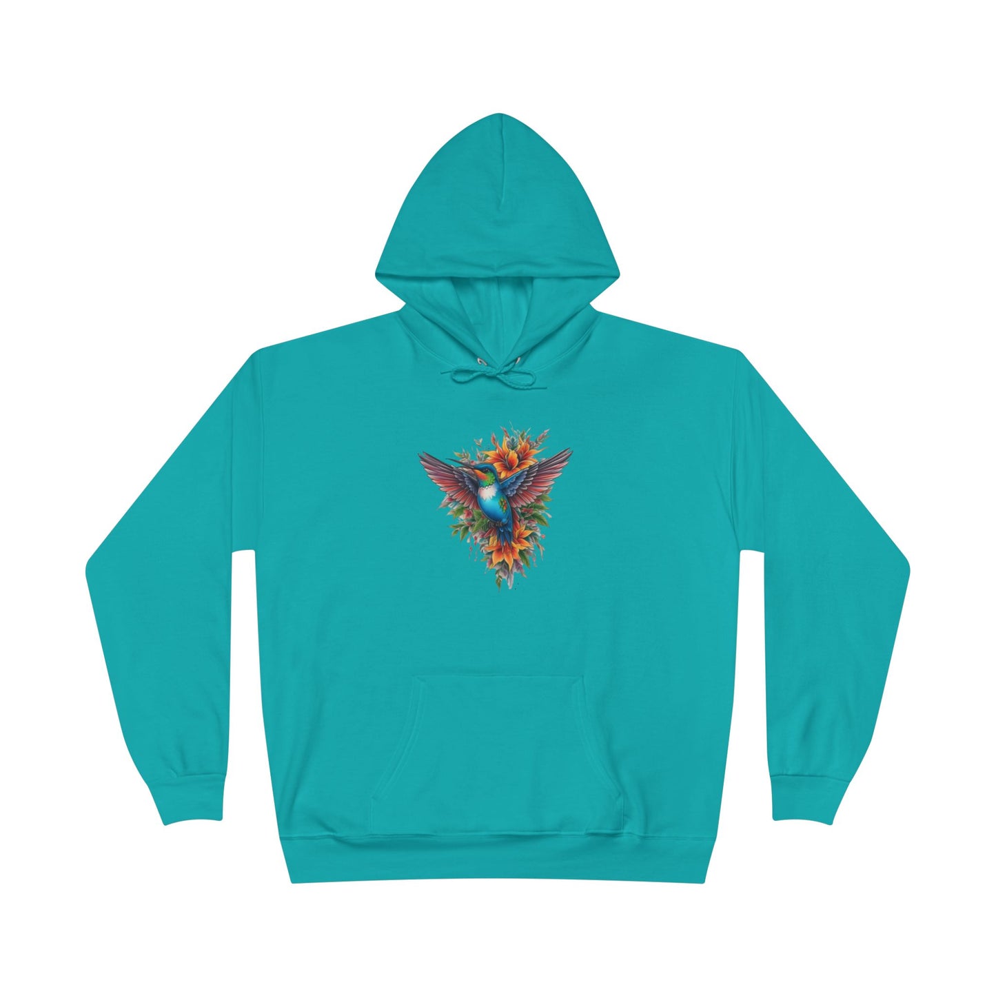 Vibrant Hummingbird Hoodie, Eco-Friendly Pullover, Perfect Gift for Nature Lovers, Spring Fashion, Unique Floral Design
