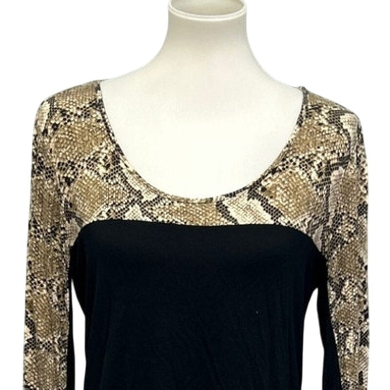 Coco Bianco Womens Small Modal Spandex Long Sleeve Scoop Neck Hi Low Blouse