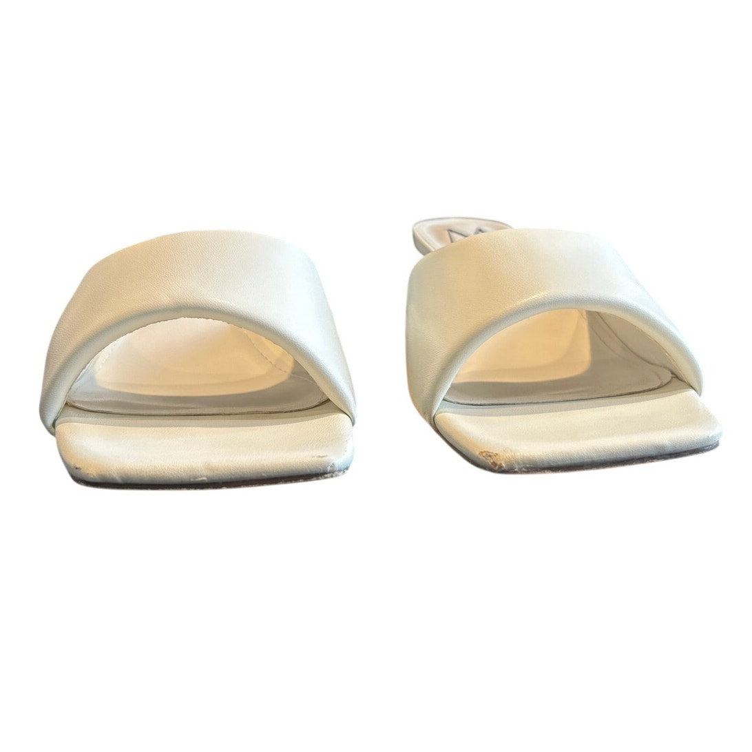 Miraazzurra Womens Size 10 Ivory 2" Heel Slide On Open Square Toe Shoes