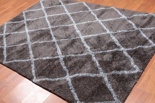 5'4" x 7'6" Handmade Super soft Moroccan Shag Area Rug Gray-0