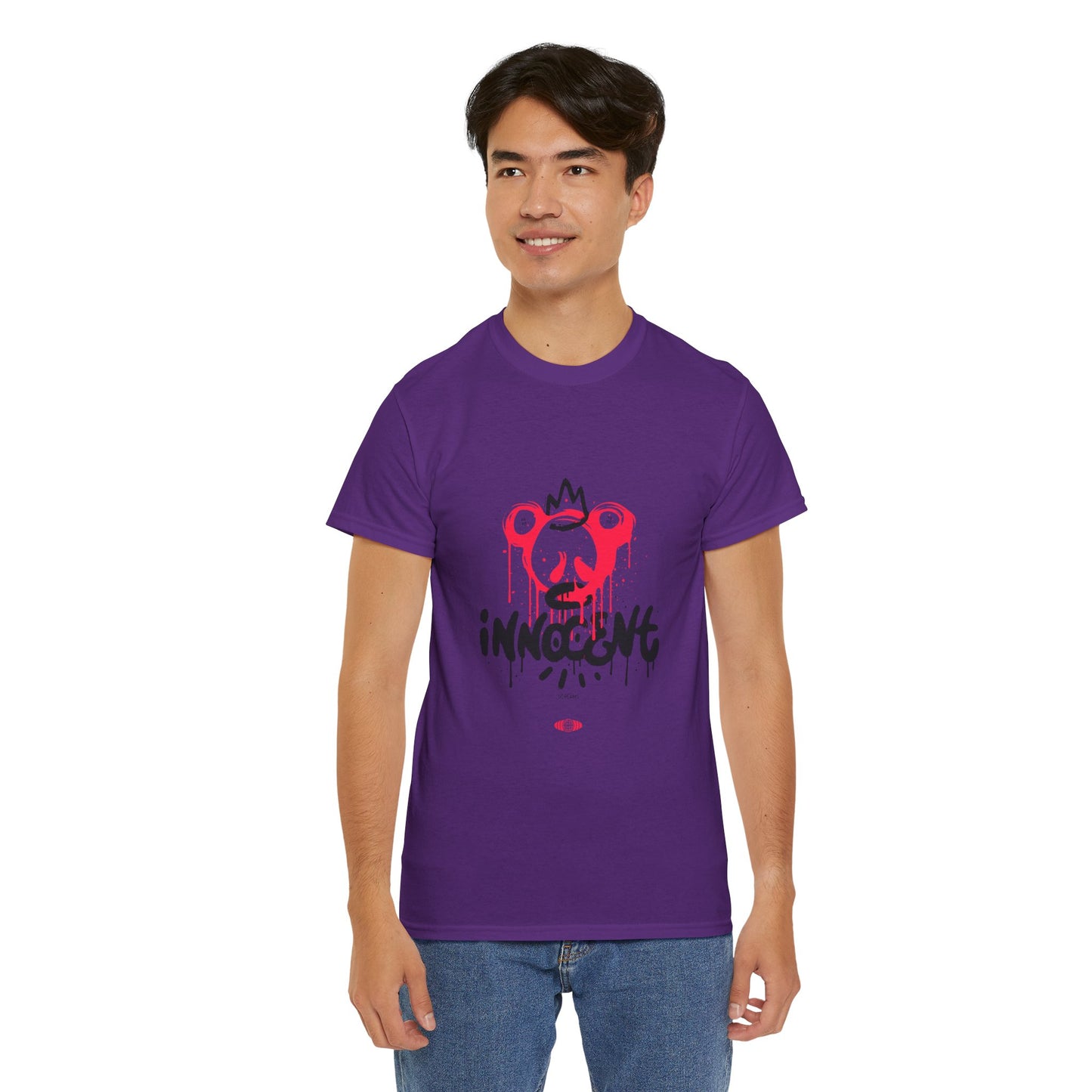 Edgy Graphic Tee: 'Innocent' Design, Urban Fashion, Streetwear, Unisex Cotton T-Shirt, Music Festivals, Casual Wear