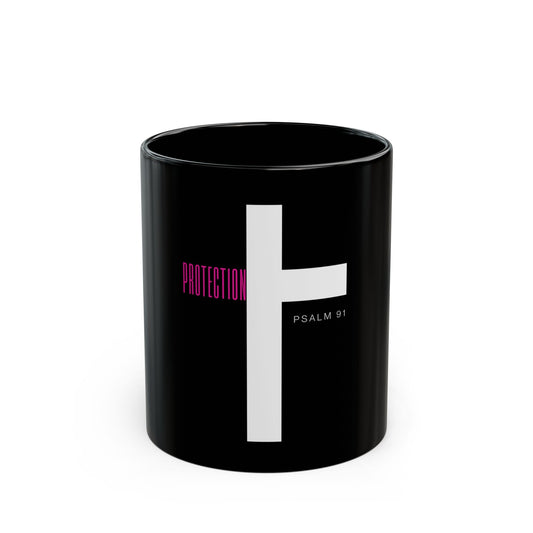 Faith-Inspired Black Coffee Mug, Christian Gift, Psalm 91, Protection Mug, Inspirational Drinkware, Spiritual Gifts