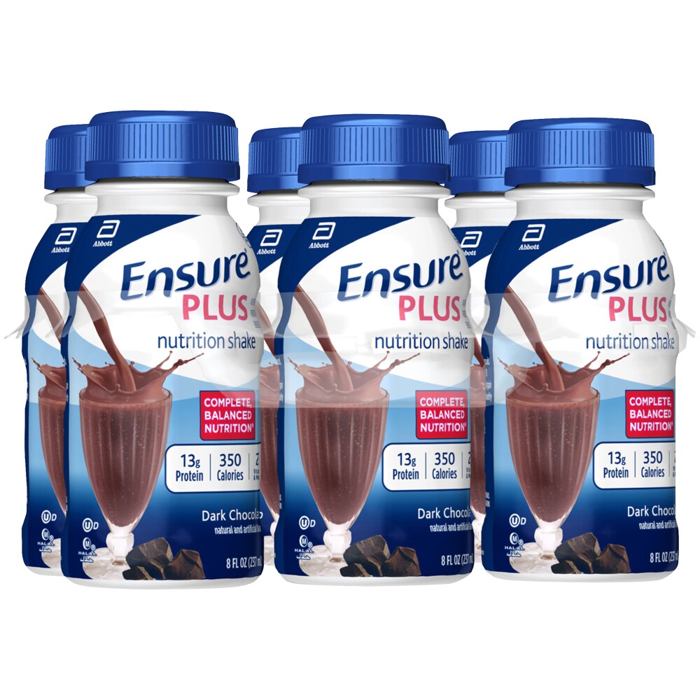 Ensure Plus Dark Chocolate Nutrition Shake  8 FOz x  6 Pack x 4Ea