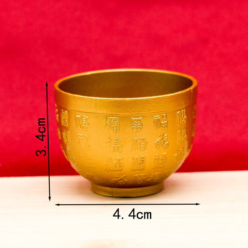 Copper Wine Cup Set - Large, Medium, Small - Pure Brass Antique Stemmed Cup for Offering, Feng Shui God of Wealth, Water Cup