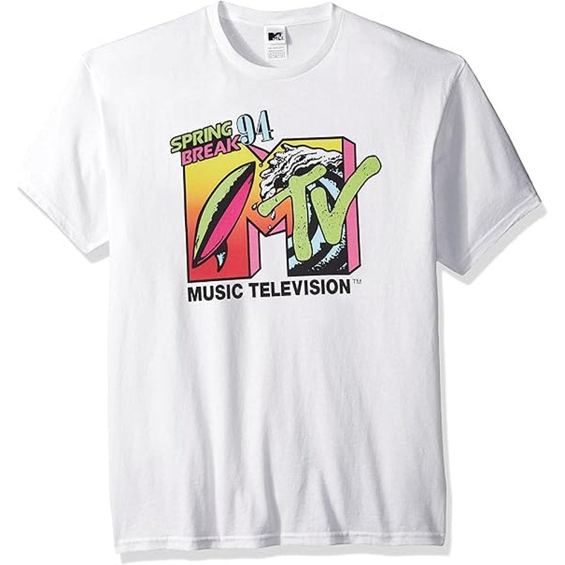 MTV Mens Large Spring Break 1994 Logo Cotton Short Sleeve Crew Neck Tee Shirt