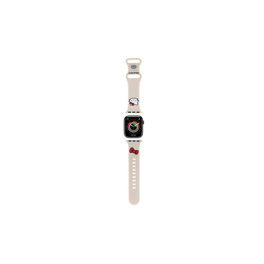 Hello Kitty csuklópánt HKAWMSCHBLE Apple Watch 38/40/41mm készülékhez – bézs szilikon Kitty Head (305096)-0
