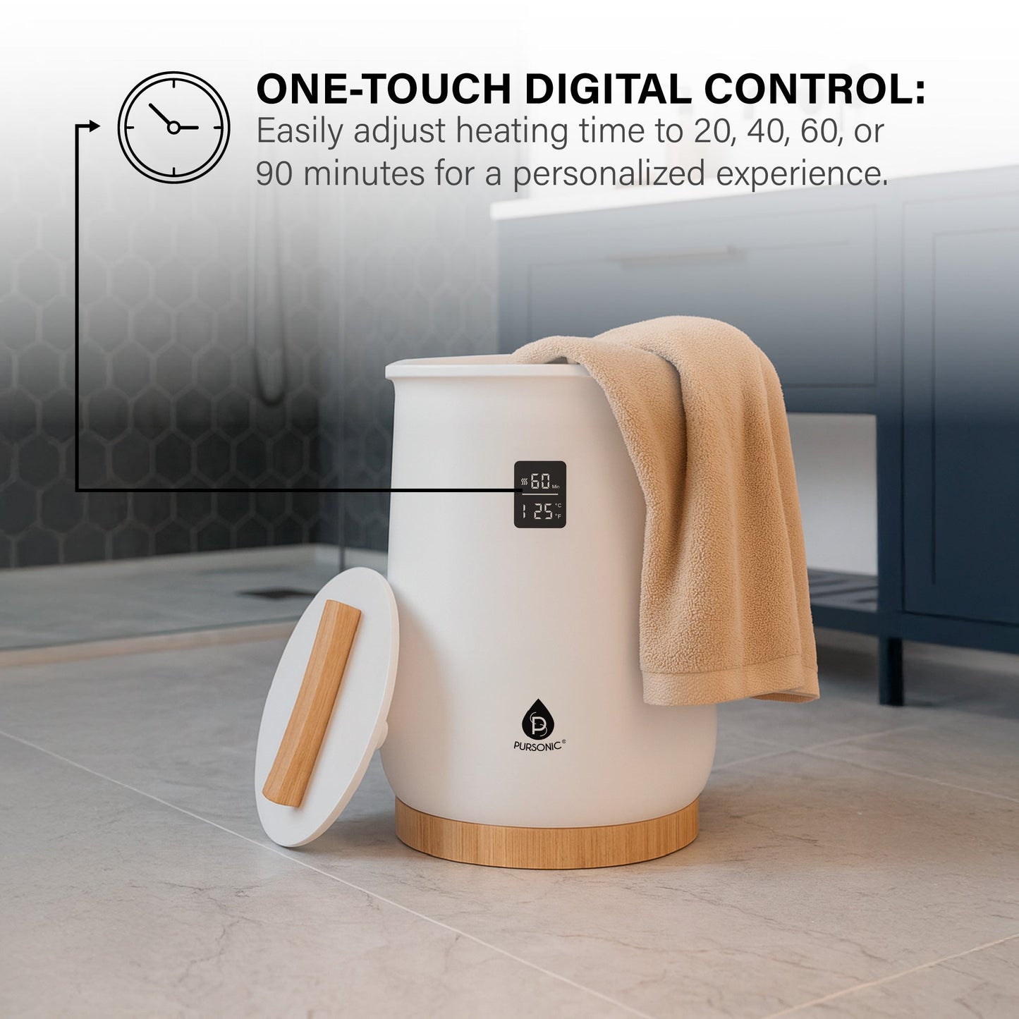 Pursonic Luxury Towel Warmer with One-Touch Digital Control Panel-2