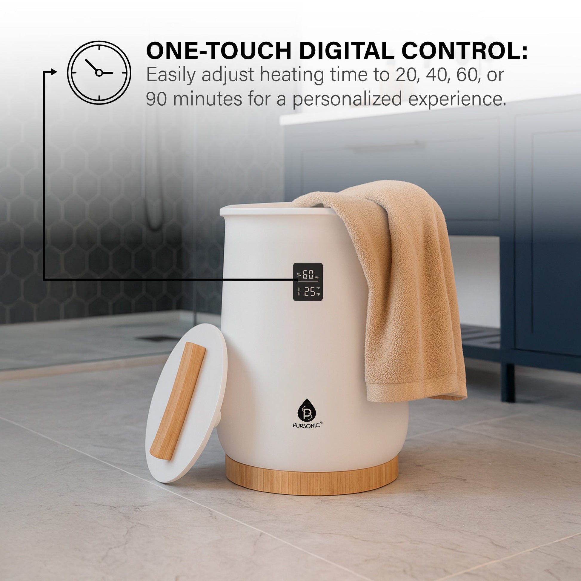 Pursonic Luxury Towel Warmer with One-Touch Digital Control Panel-2