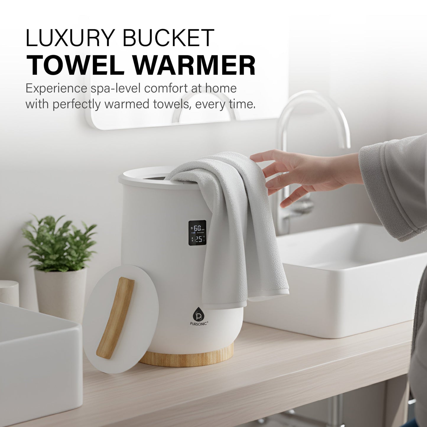 Pursonic Luxury Towel Warmer with One-Touch Digital Control Panel-3