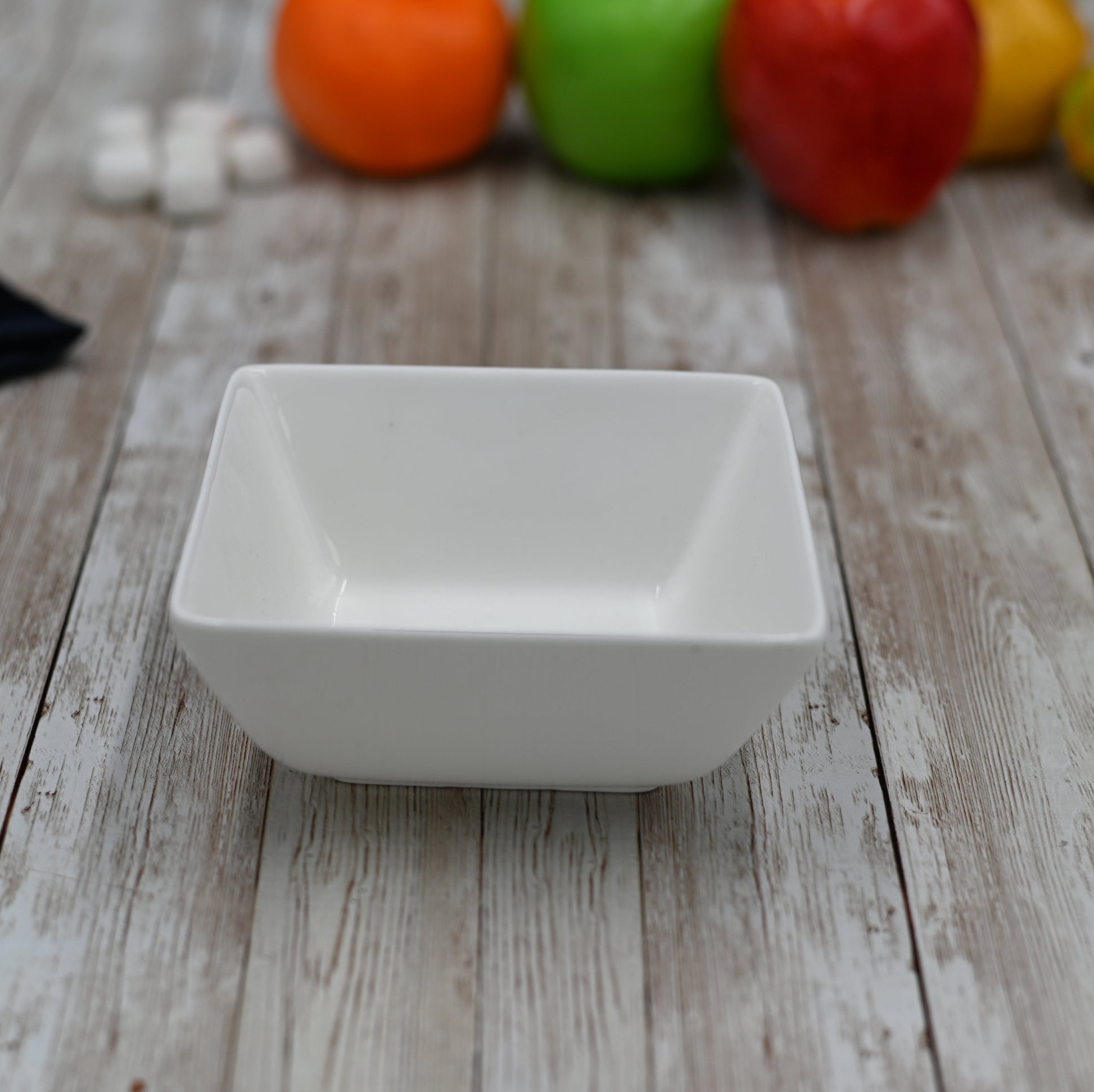 Set Of 6 White Square Snack / Sauce Dish 4.75" inch X 4.5" inch X 2.5" inch |11 Fl Oz-0