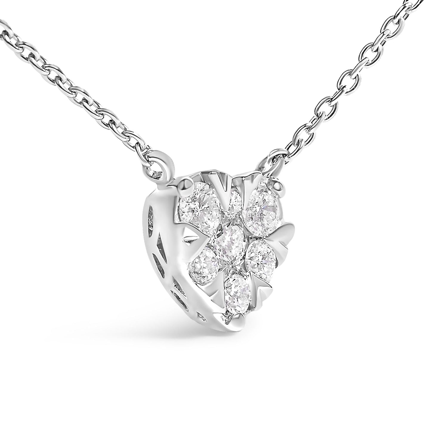 14K White Gold 1/4 Cttw Diamond Composite Heart Pendant Necklace - 18" Inches-3