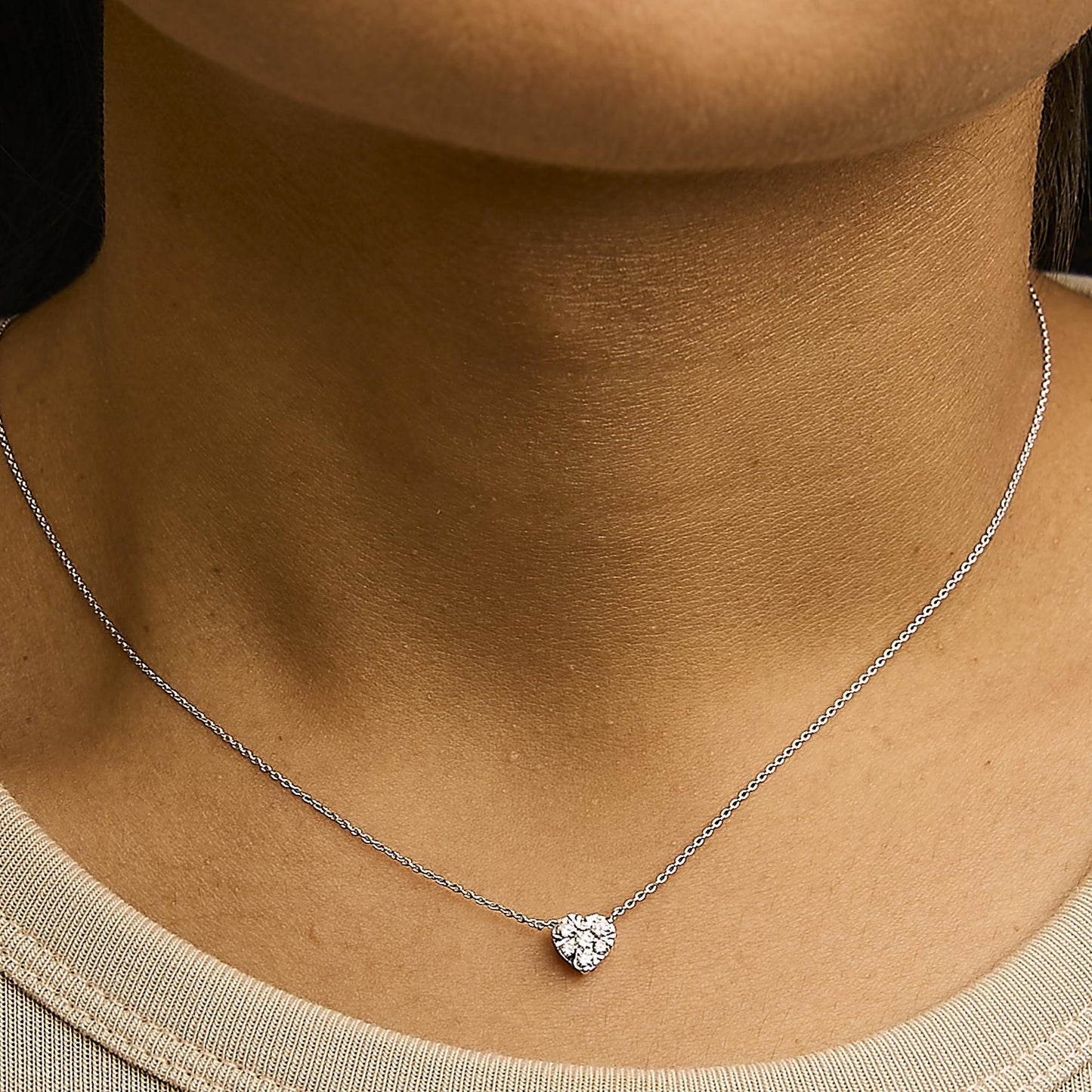 14K White Gold 1/4 Cttw Diamond Composite Heart Pendant Necklace - 18" Inches-2